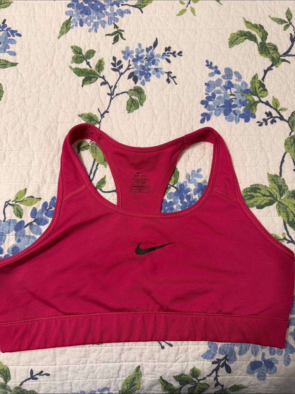 Nike Hot Pink Racerback Dri-FIT Sports Bra with Black Swoosh